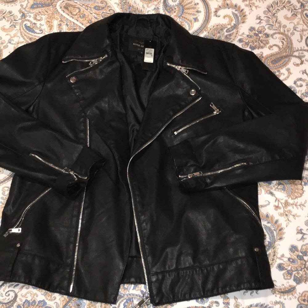 Men's River Island Leather Biker Jacket